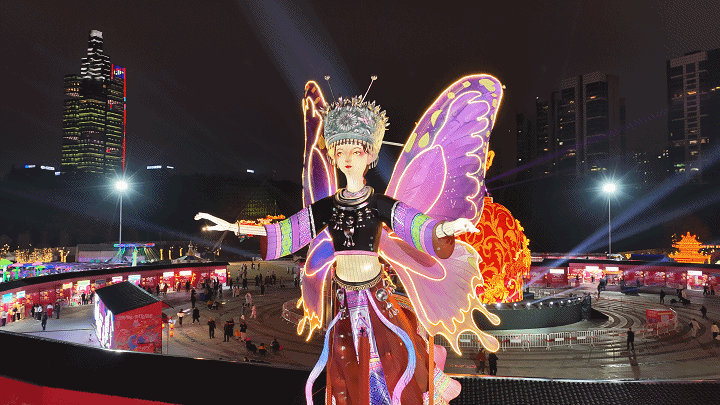 贵阳观山湖灯会庙市情人节上演浪漫烟花秀-4